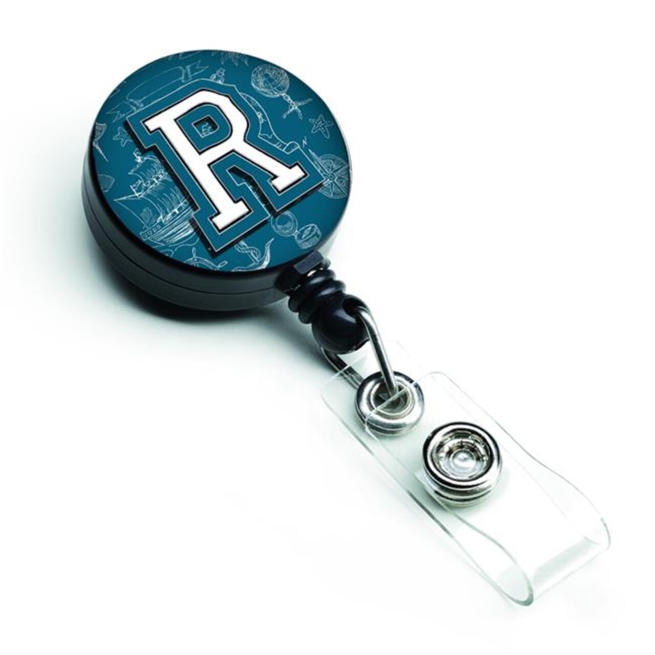 Carolines Treasures CJ2014-RBR Letter R Sea Doodles Initial Alphabet Retractable Badge Reel